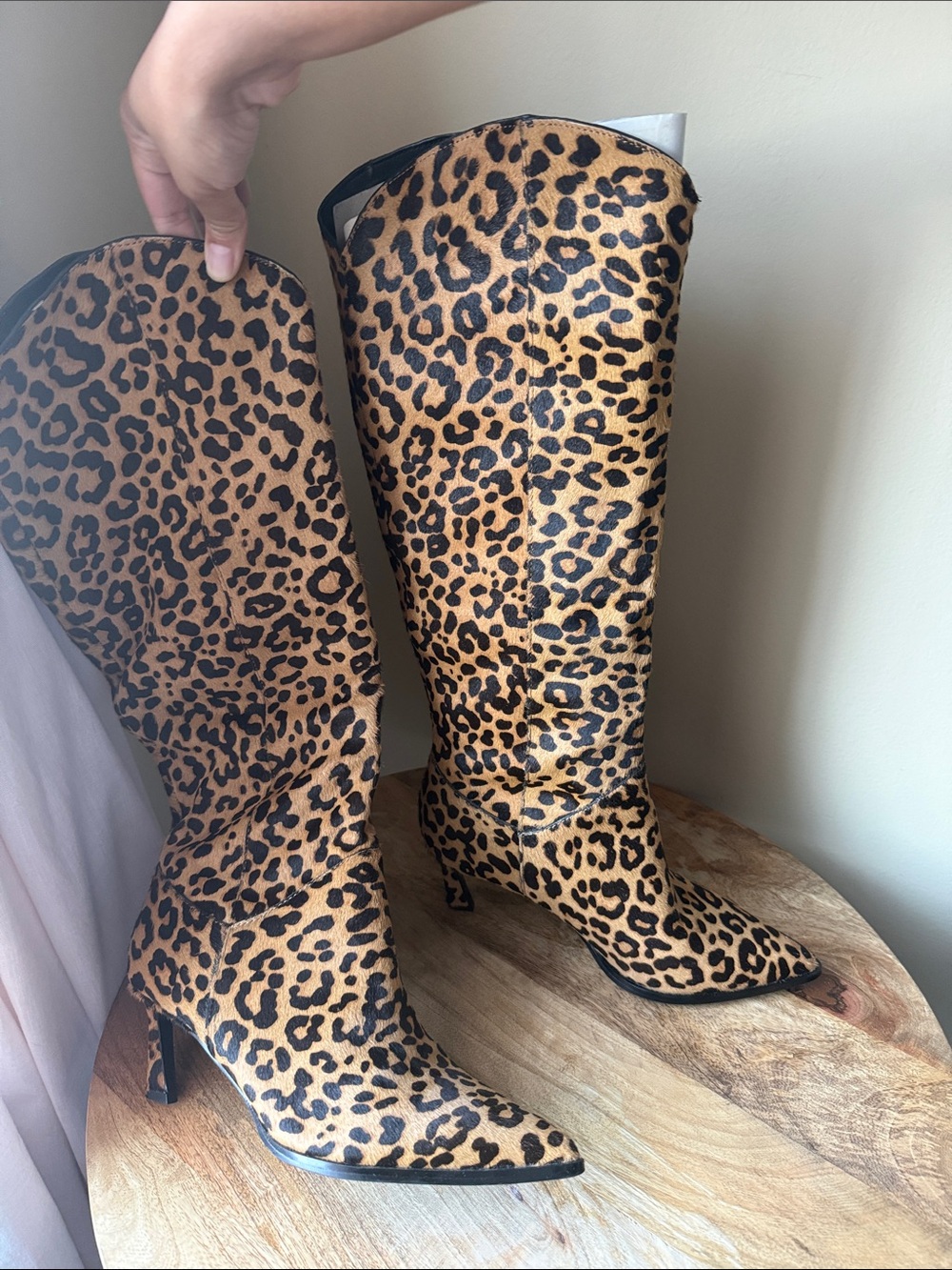 Steve Madden Leyna Leopard Print Knee-High Pointed Toe Heeled Boots - Women